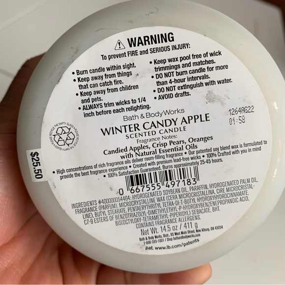 NEW BATH & BODY WORKS WINTER CANDY APPLE Christmas Sleigh 3-Wick Candle 14.5 oz - Picture 8 of 8